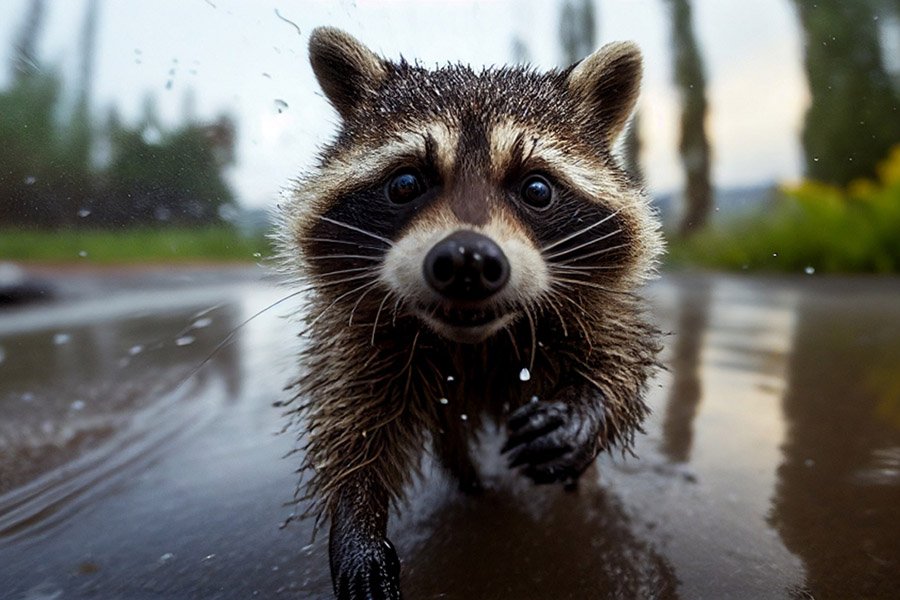 Raccoon chasing