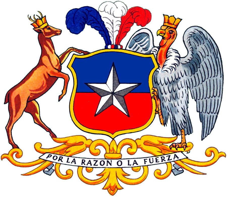 Chile coat of arms with national animal