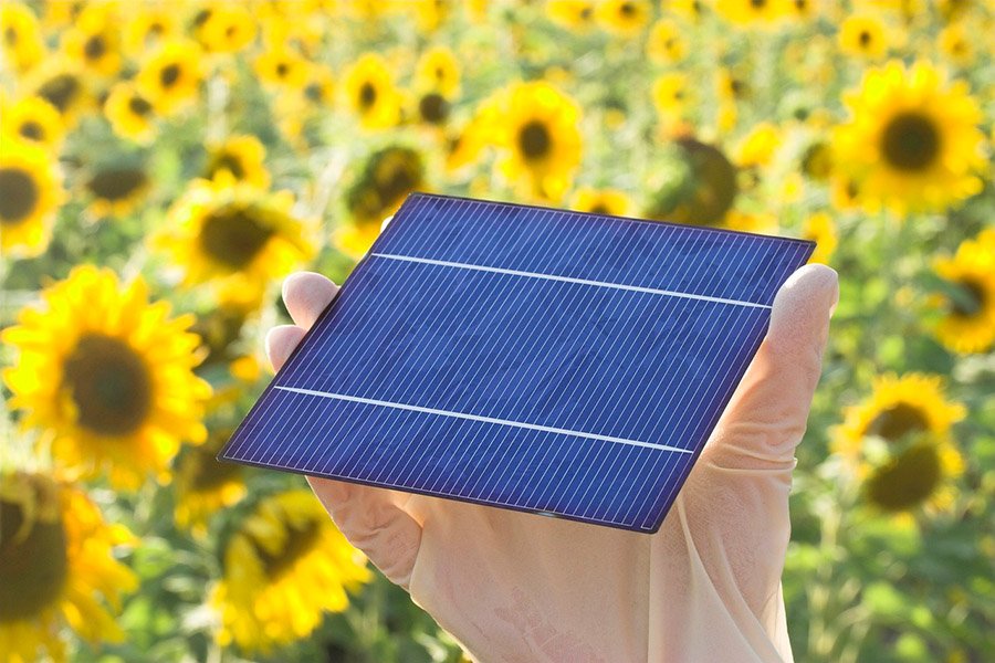 Showing a solar cell